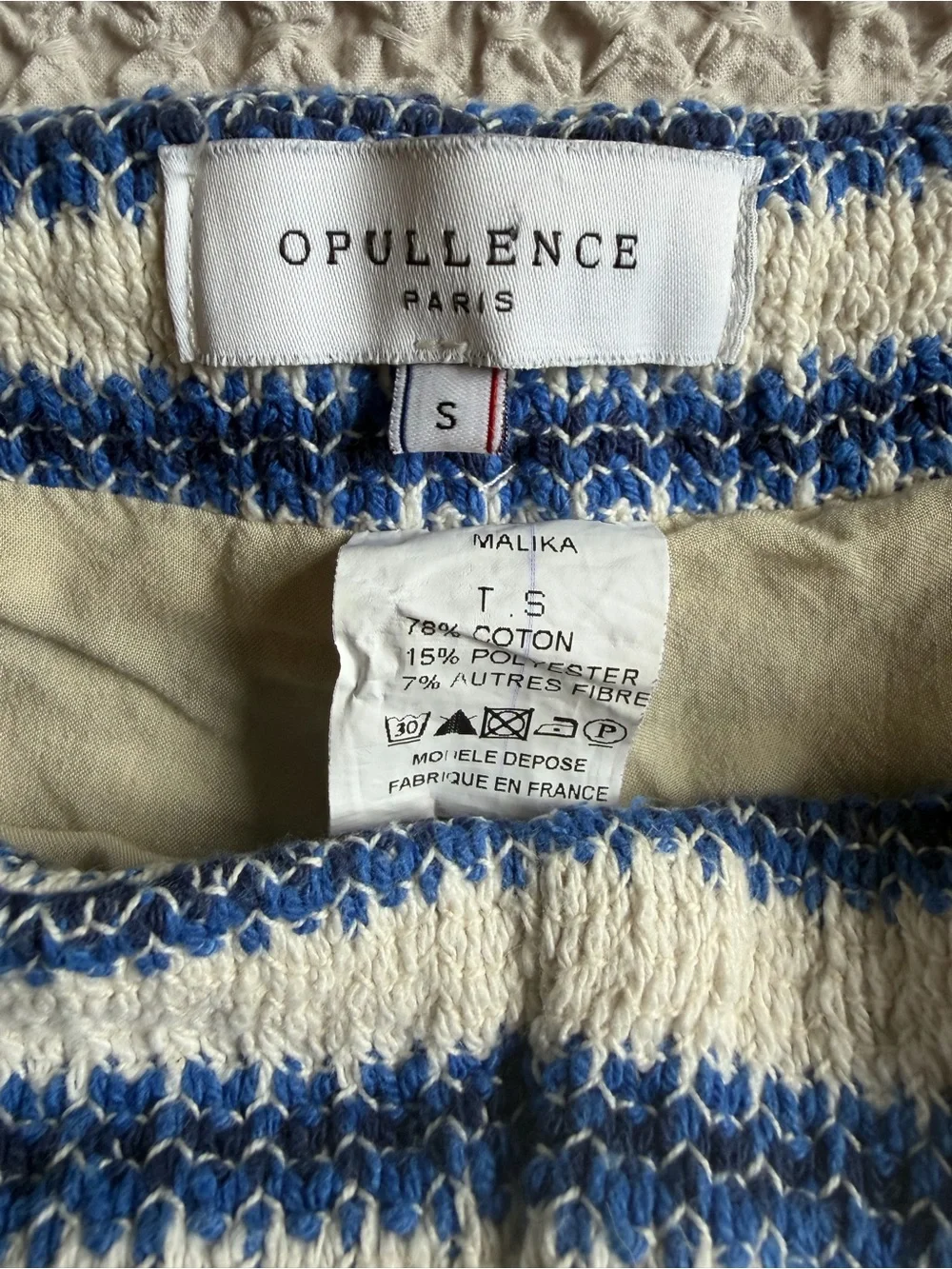 Opullence Paris Malika Blue White Striped Knit Shorts Made in France S